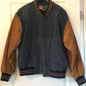 Blue Leather Men's Varsity Jacket Made By Free Country